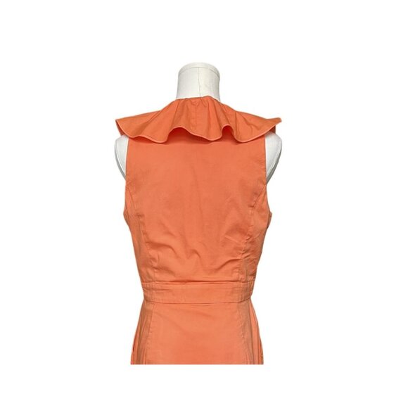 Lauren Ralph Lauren Cocktail Sleeveless Cotton Dress 8 Ruffle Sheath Mini V-Neck - Picture 6 of 10